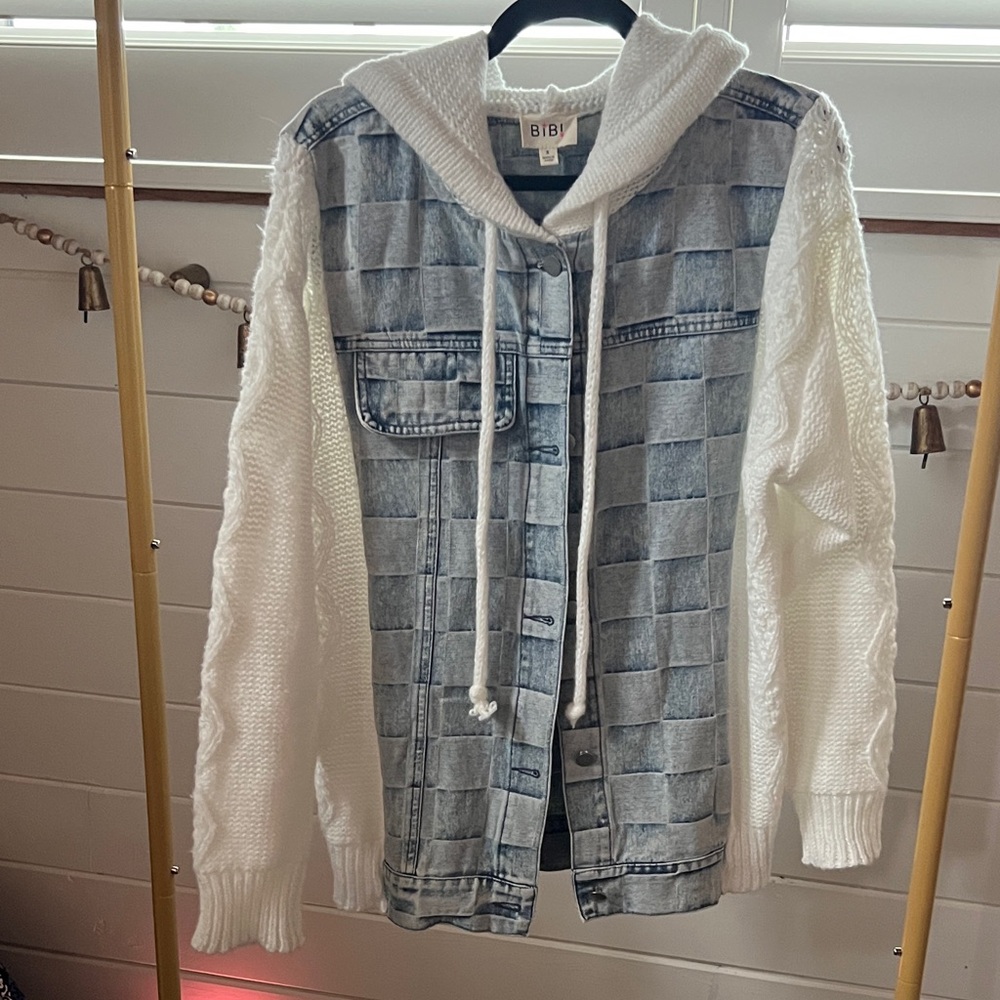 BiBi Denim and Knit Hoodie Jacket